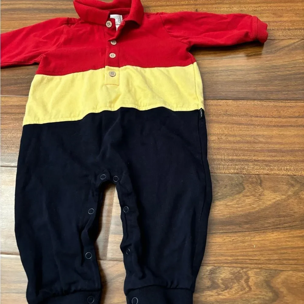 The Children’s Place vintage y2k red/navy/yellow long sleeve jumpsuit